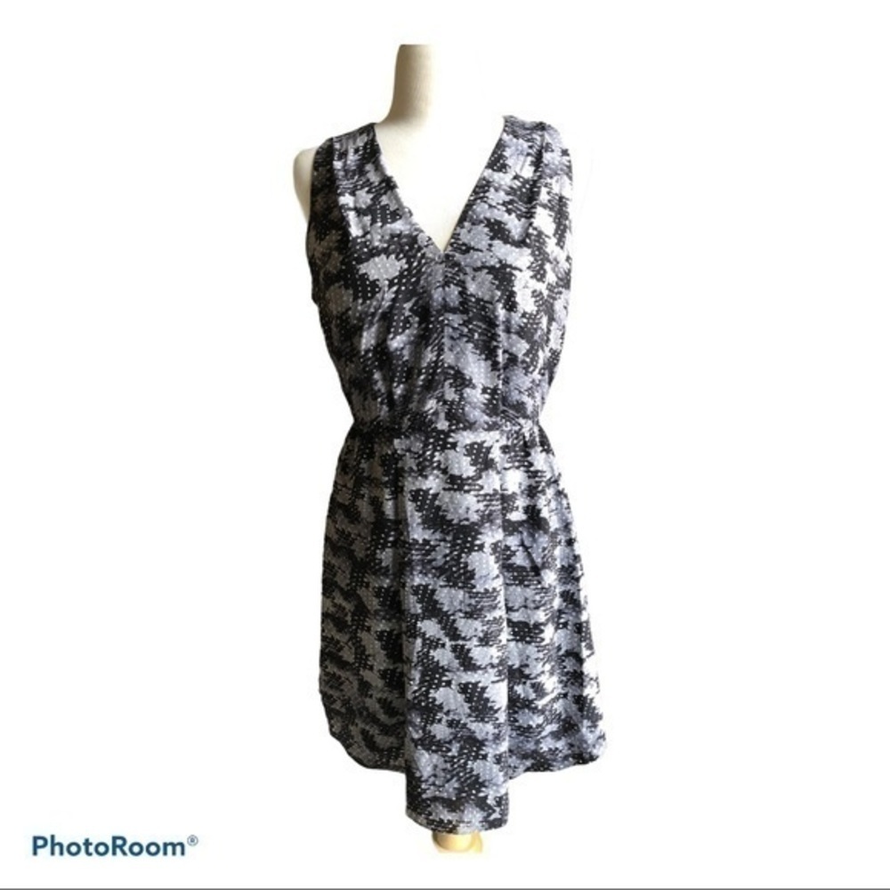 Rebecca Taylor black gray 100% silk abstract dress - Picture 2 of 6